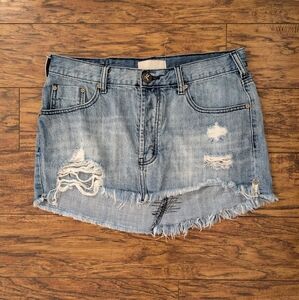 One Teaspoon Distressed Denim‎ Mini Skirt